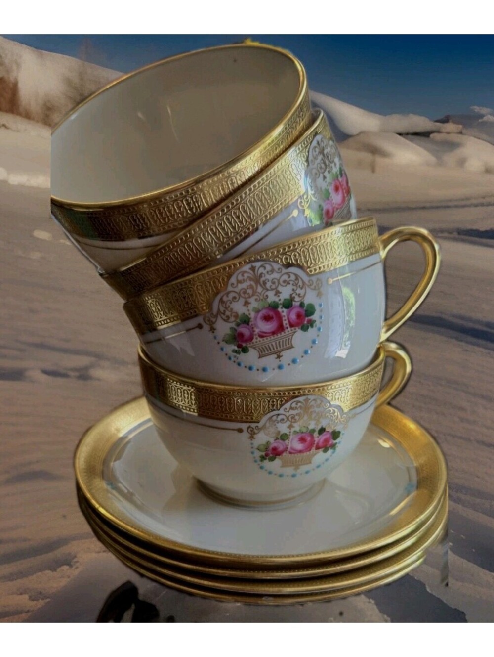Rare Antique Lenox Marshall Field Co. Cup 4oz & Saucer 1305/K46 22K Trim Chip
